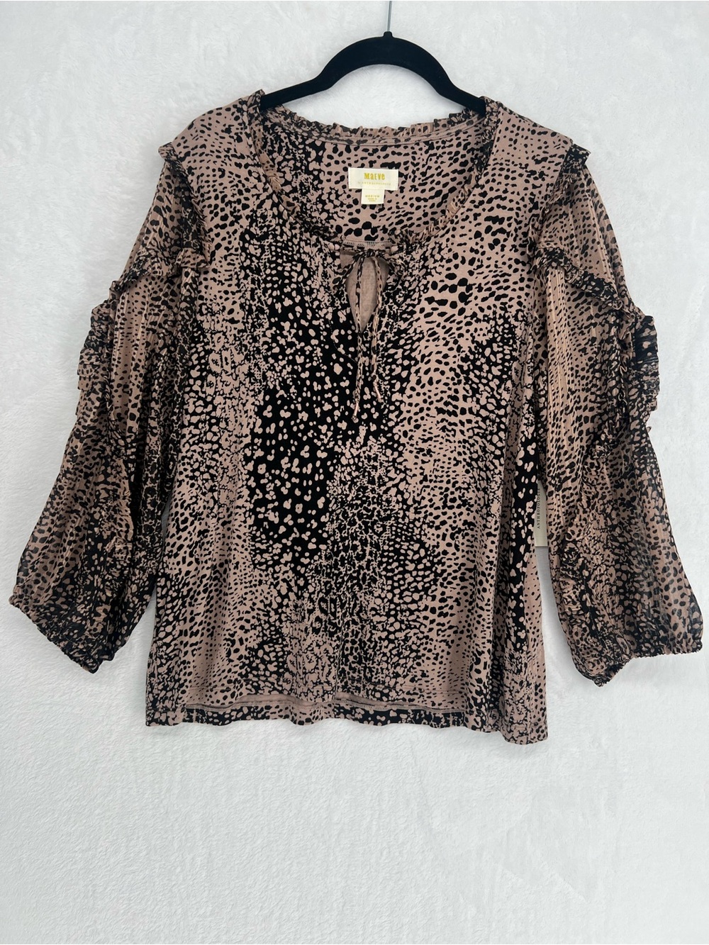Maeve Anthropologie Jacquin Peasant Animal Print shimmer Flowy Blouse Sz M Boho